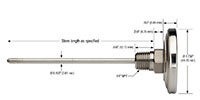 100 Series 2-1/2 in. Stem Lengths Industrial Type Bimetal Thermometer (18-110-025-0/180-F/C) - 2