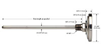 100 Series 2-1/2 in. Stem Lengths Industrial Type Bimetal Thermometer (20-110-025-0/140-F/C) - 2