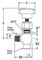 400 Lower Packing Valve Angle Male to Female NPT