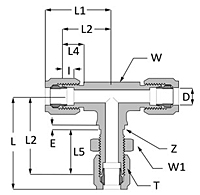 SAE Flareless Bulkhead Branch Tee