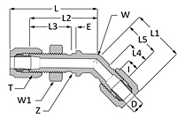 SAE Flareless Bulkhead Elbow 45