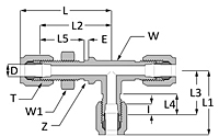 SAE Flareless Bulkhead Run Tee