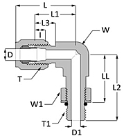 SAE Flareless Long Straight Thread Elbow