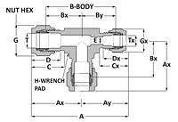 Tube fitting reducing union tee