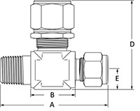 Lift check male to tube end connections line drawing.