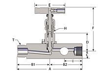 Gauge valves LN Series Series Line Drawing