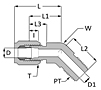 SAE Flareless Swivel Male Elbow 45