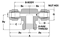 Tube fitting female branch tee