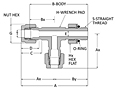 Tube fitting SAE straight thread male run tee