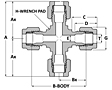 Tube fitting union cross